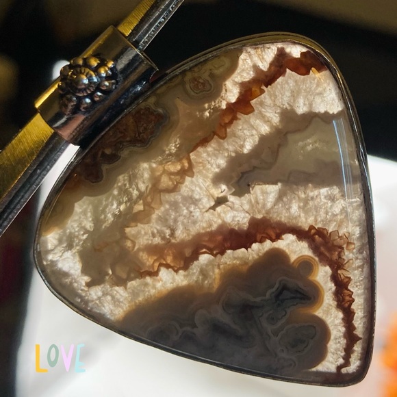 Laguna Lace Agate Gemstone Handmade Slider Pendant - Picture 4 of 10